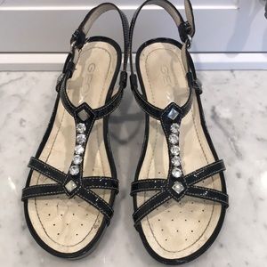 GEOX Size 6 Patent Leather Wedge Sandals